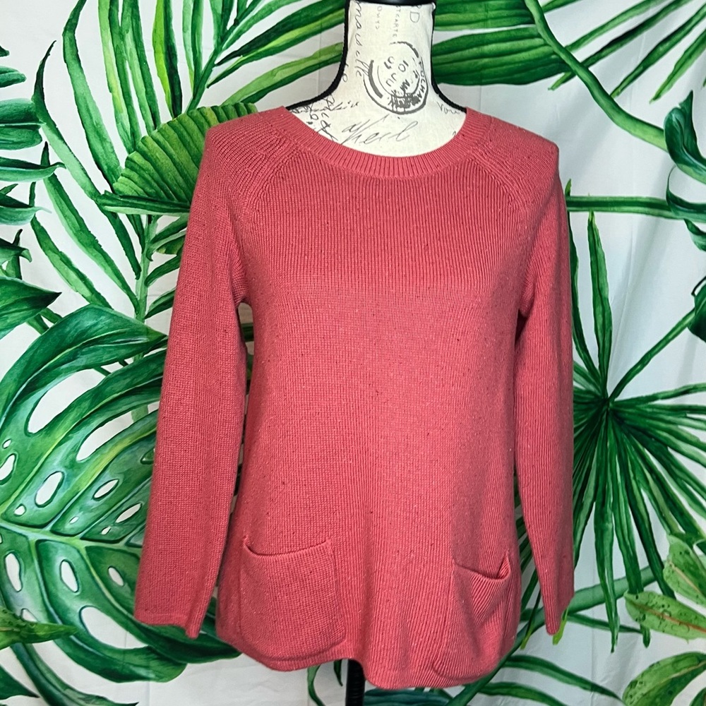 J. Jill XSP Dusty Rose Pink Knit Patch Pocket Spring Fall Winter Sweater
